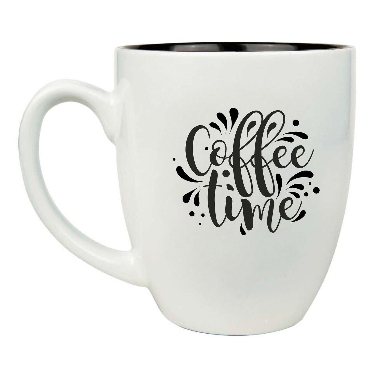 Coffee Time 16 oz. White Ceramic Bistro Coffee Mug - Perfect Gift