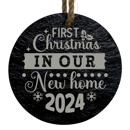 First Christmas in Our New Home 2024 3” Slate Ornament - Keepsake Decor