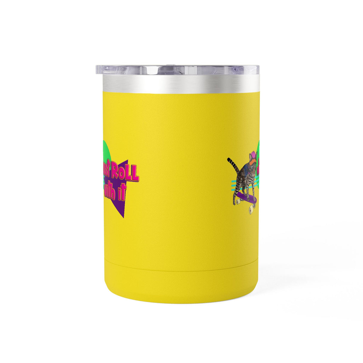Coffee Mug Tumbler - Just Roll with it Flounder the Purrmaid Design by Nina, 15oz