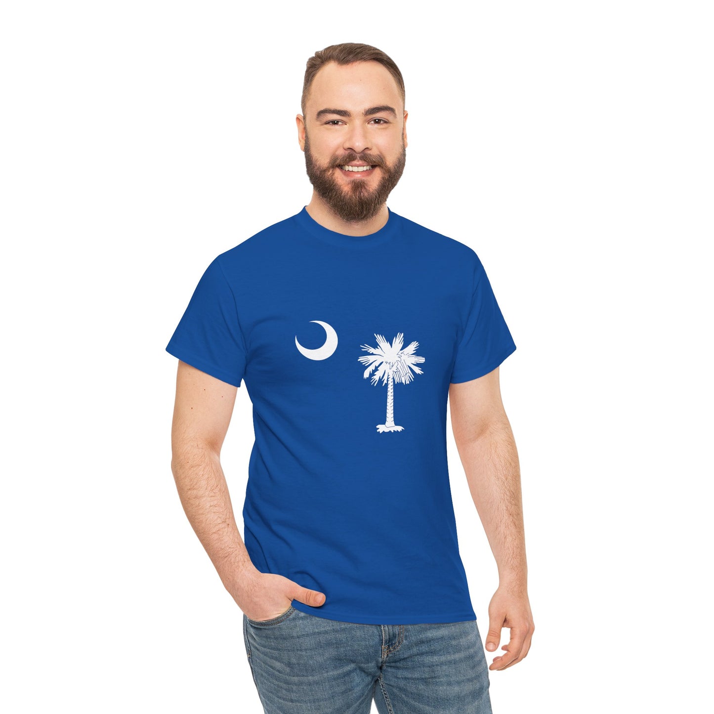 Adult Unisex South Carolina Flag T-Shirt with Palmetto Tree and Moon