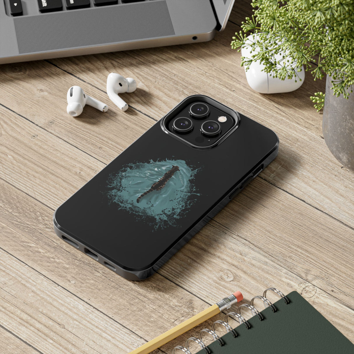 Fish at Heart Flounder Purrmaid Phone Case — Hand-Drawn Nautical Cat Design
