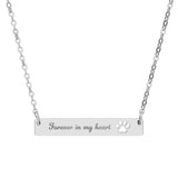 Fiki's  Paw Bar Necklace — "Forever in My Heart" Pet Loss Memorial Jewelry