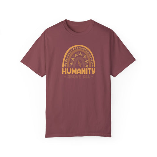 T-shirt with 'Humanity Above All' Tribal Pattern Design