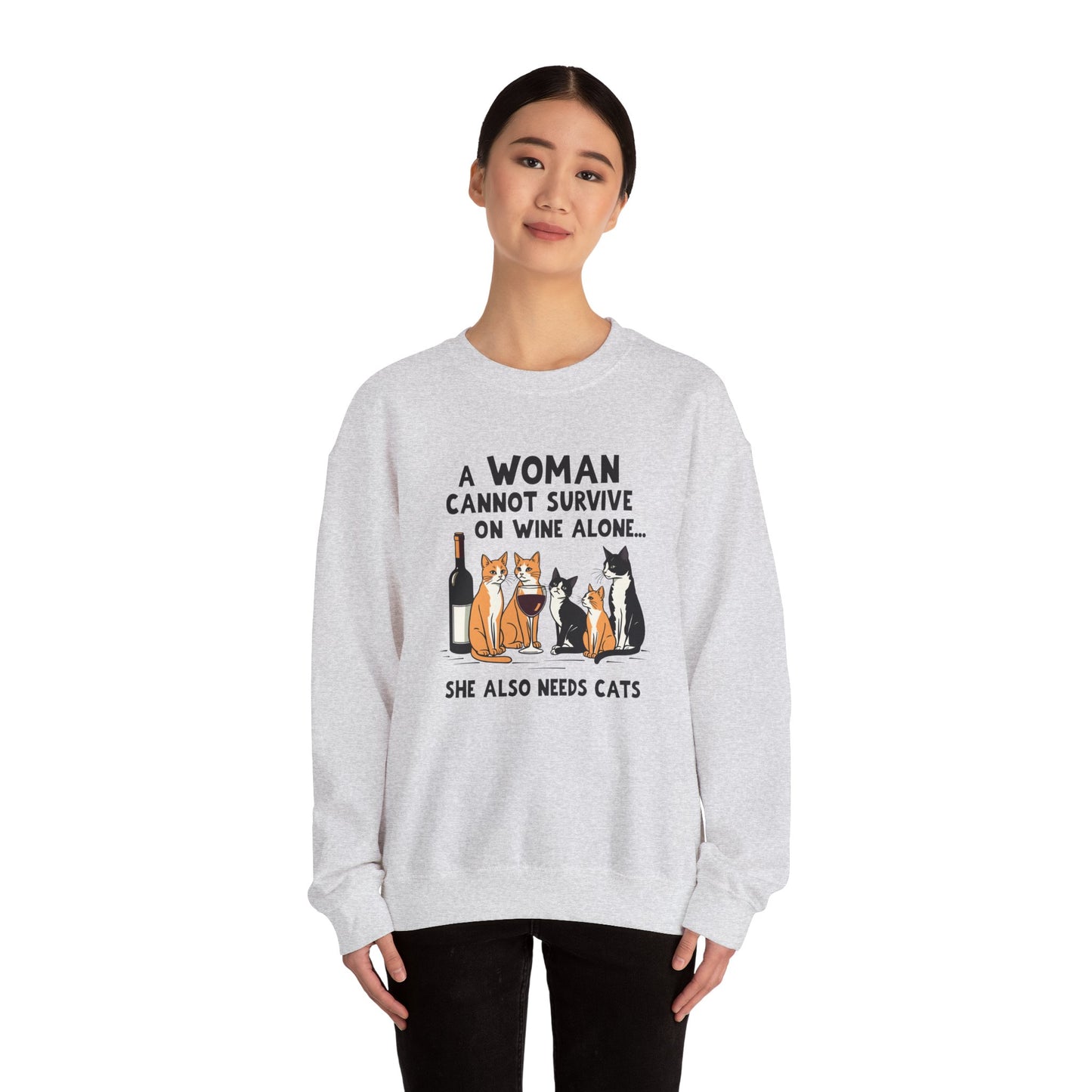 Funny Wine and Cats Sweatshirt - Adult