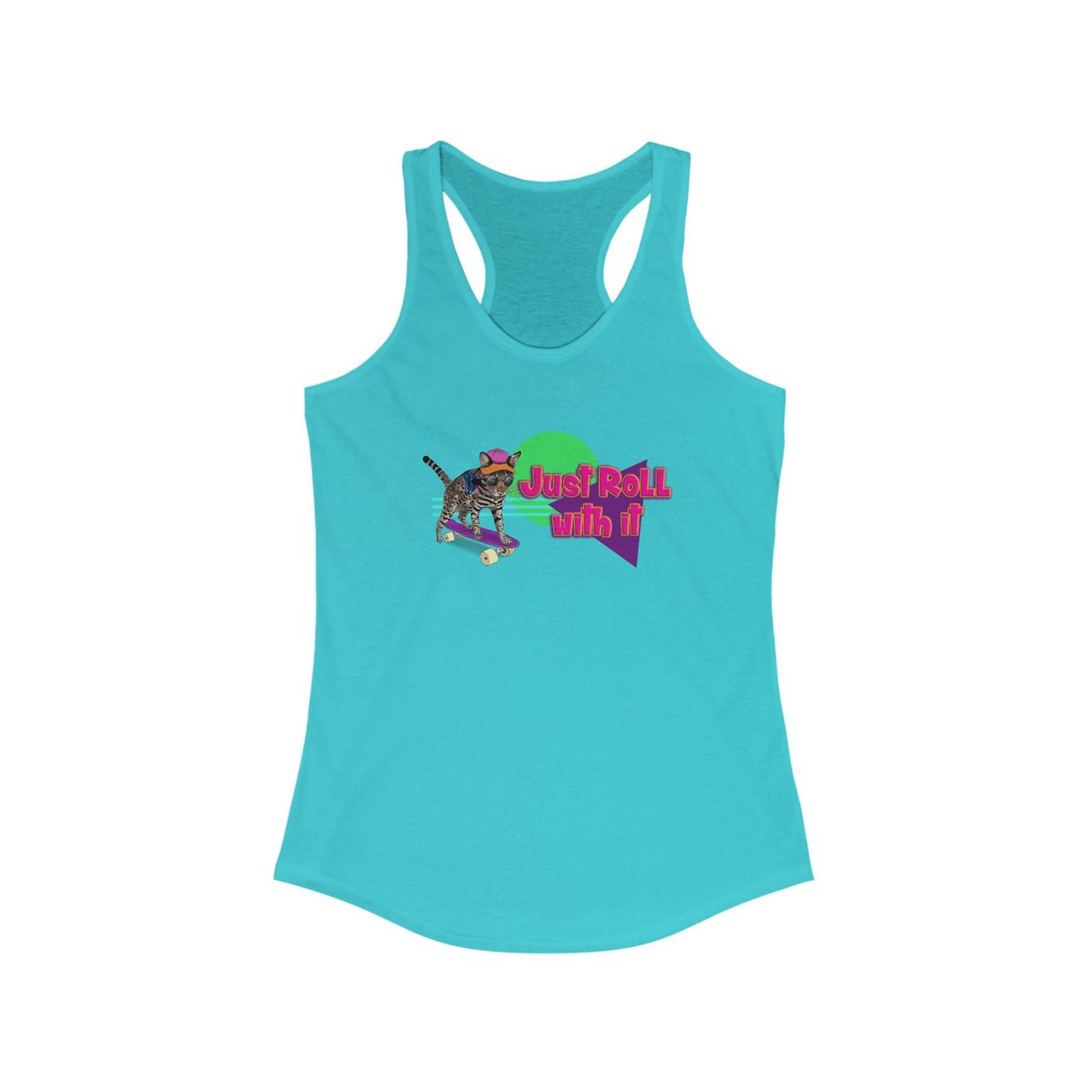 Tank Top - Just Roll with it Flounder the Purrmaid Skateboard Sunglasses Design by Nina