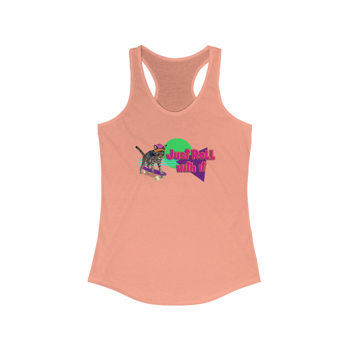 Tank Top - Just Roll with it Flounder the Purrmaid Skateboard Sunglasses Design by Nina