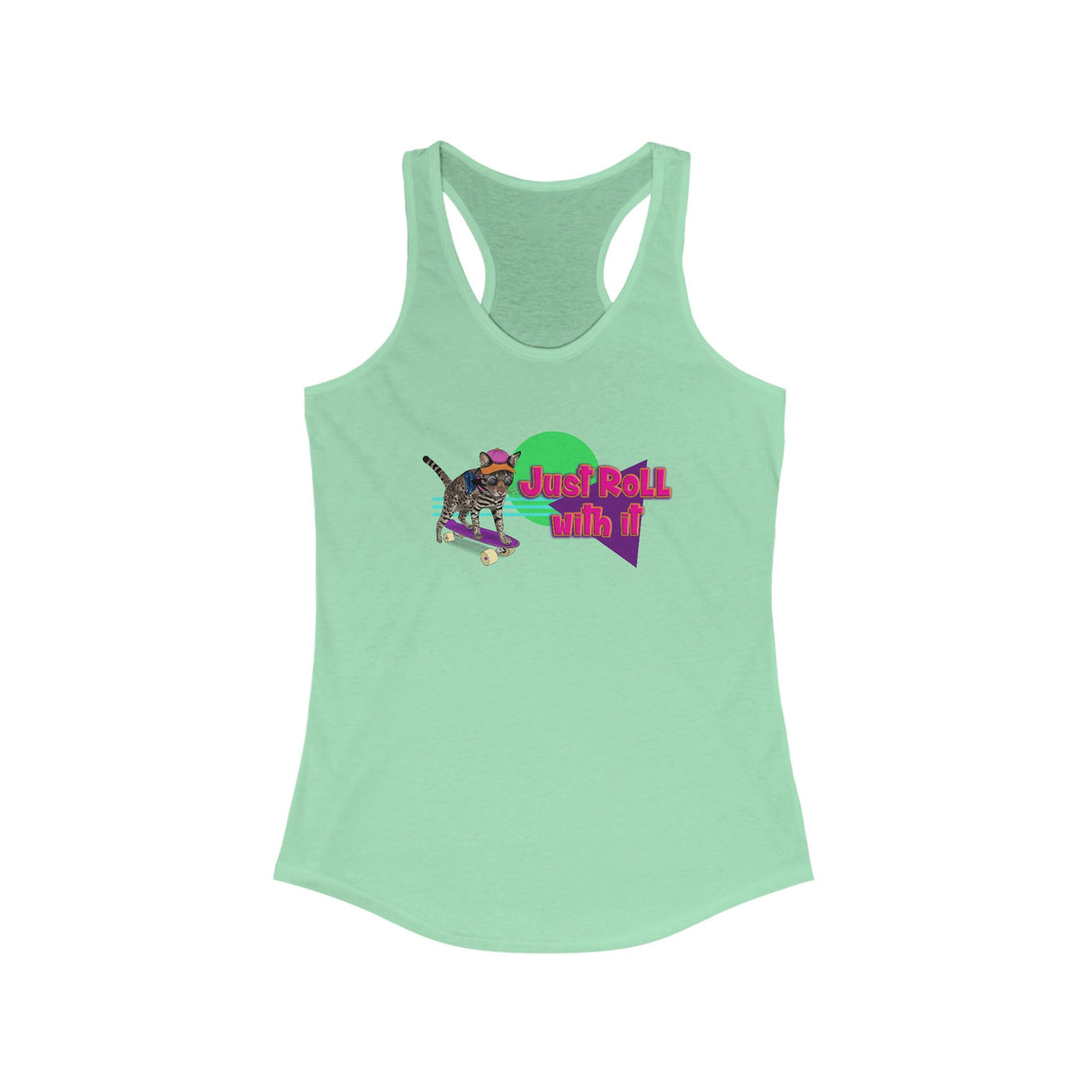 Tank Top - Just Roll with it Flounder the Purrmaid Skateboard Sunglasses Design by Nina