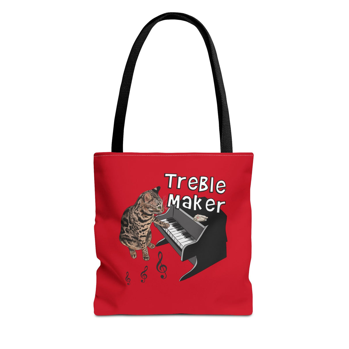 Tote Bag: Treble Maker Design by Nina featuring Flounder the Purrmaid Playing Piano for Mouse Toy