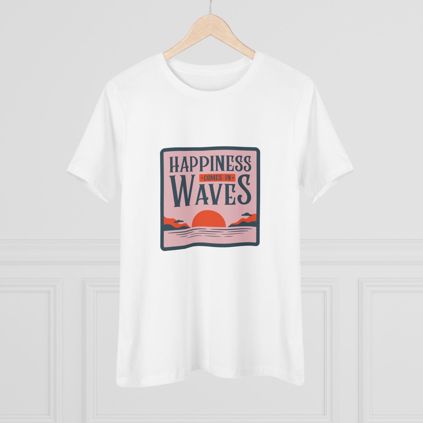 Wave Tee - Happiness Comes in Waves Women's Cotton Tee