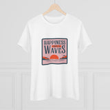 Wave Tee - Happiness Comes in Waves Women's Cotton Tee