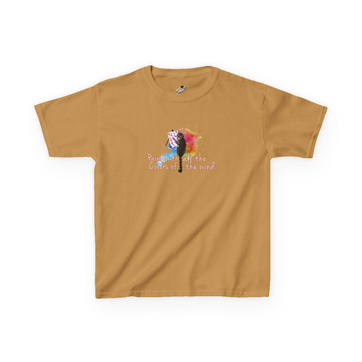 Kids Tee — “Paint With All The Colors Of The Wind” Flounder the Purrcasso Kids T-Shirt