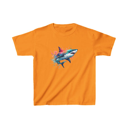 Colorful Shark Kids Tee - Watercolor Youth Shirt for Boys and Girls