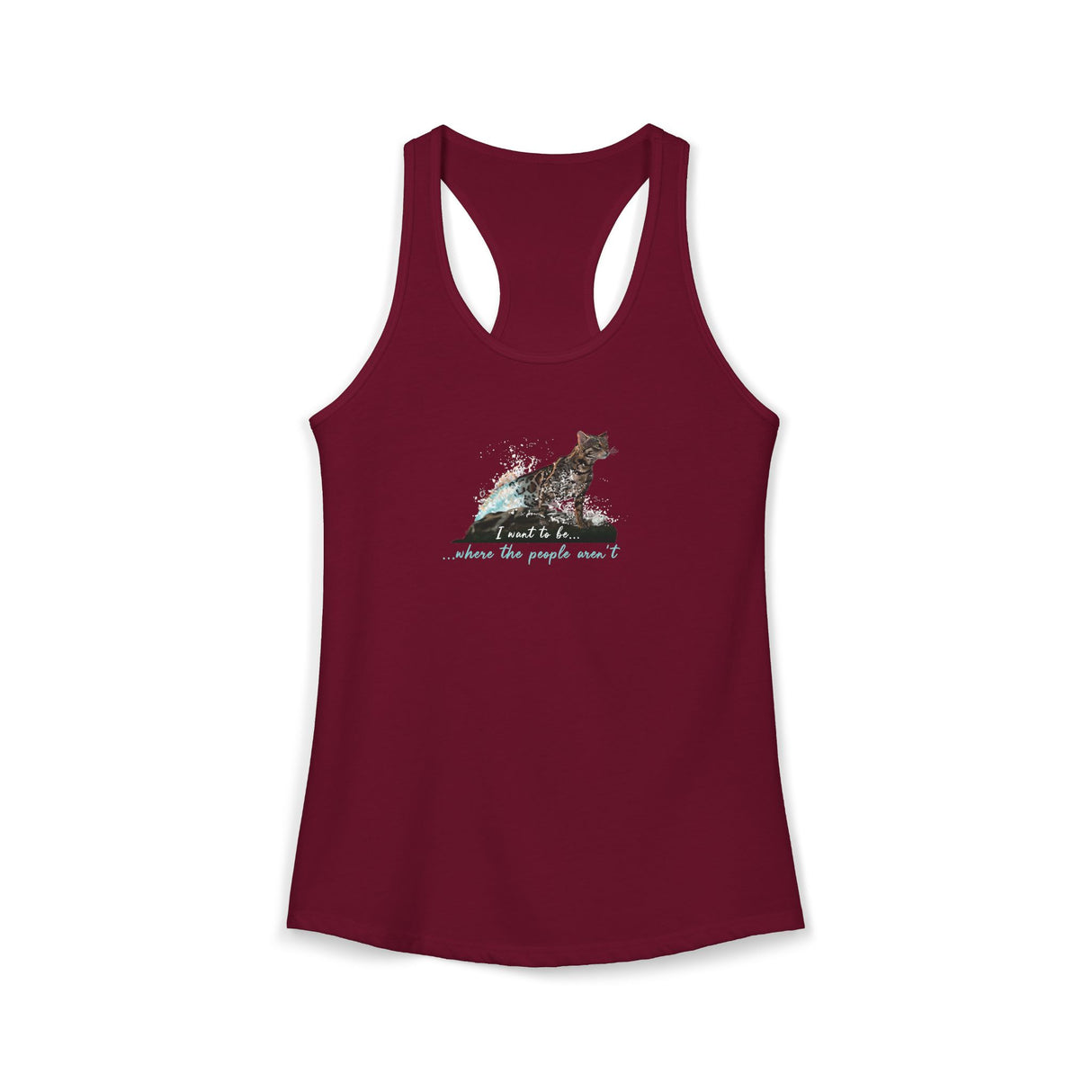 Purrmaid Flounder Racerback Tank — "I Want to Be Where the People Aren't"