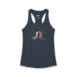 Women's Racerback Tank — "Paint With All the Colors of the Wind" Flounder the Purrcasso Art Tank