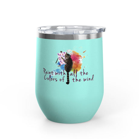 12 oz wine tumbler with hand-drawn Flounder the Purrcasso painting beside Mouse Toy, view 5