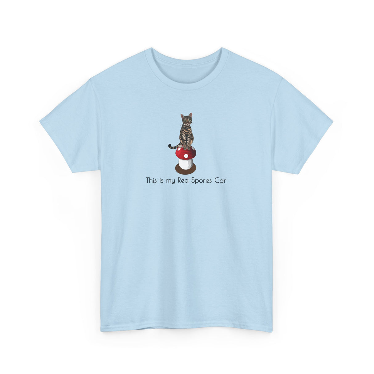 Red Spores Car Unisex Heavy Cotton Tee featuring Flounder and Mouse Toy on the Magical Mushroom