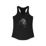 Tank Top - Woman's Ideal Racerback Tank with Flounder the Purrmaid Line Drawing Design