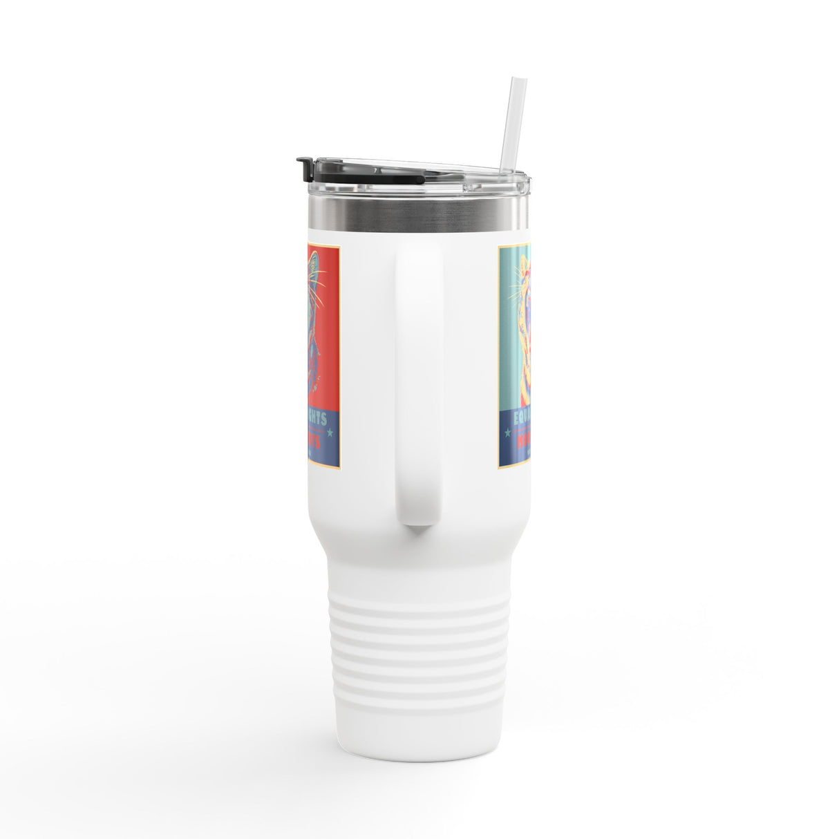 Insulated Travel Mug — "Vote Fish 2028" Funny Political Campaign Design Featuring Flounder the Purrmaid