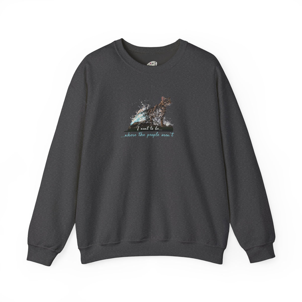 Purrmaid Crewneck Sweatshirt — "I want to be where the people aren't" Flounder Cat Design