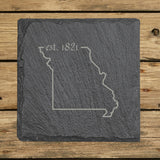 Missouri Slate Coaster Set – Engraved Natural Stone (Set of 4)