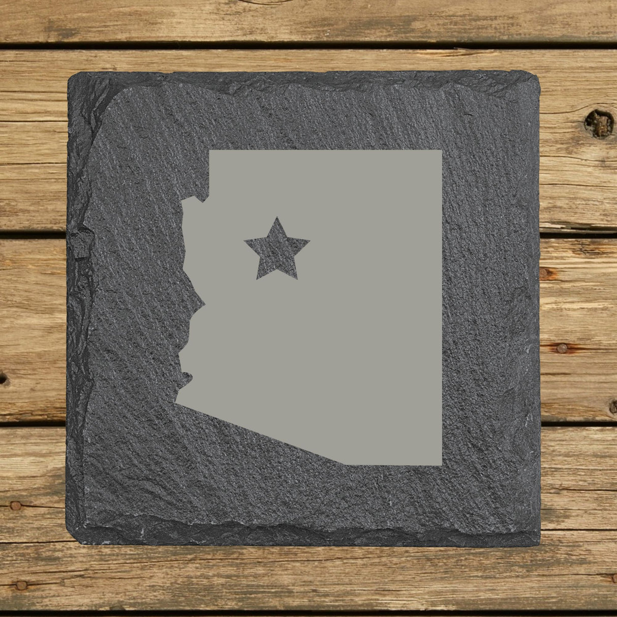 Arizona Slate Coaster Set – Engraved Natural Stone (Set of 4)