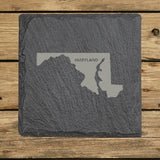 Maryland Slate Coaster Set – Engraved Natural Stone (Set of 4)