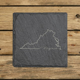 Virginia Slate Coaster Set – Engraved Natural Stone (Set of 4)