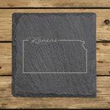 Kansas Slate Coaster Set – Engraved Natural Stone (Set of 4)