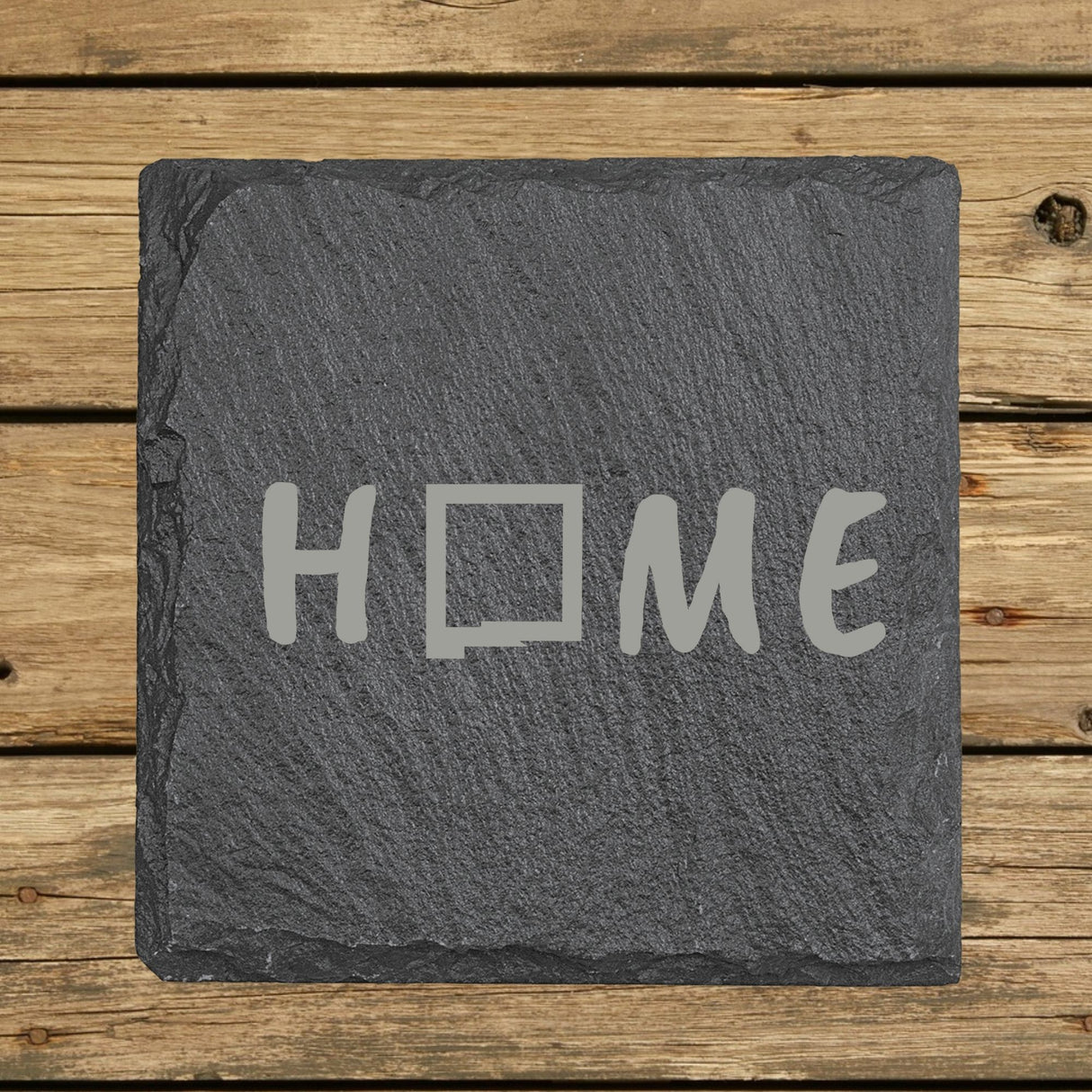 New Mexico Slate Coaster Set – Engraved Natural Stone (Set of 4)