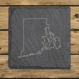 Rhode Island Slate Coaster Set – Engraved Natural Stone (Set of 4)