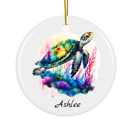 Personalized Sea Turtle Christmas Ornament – Custom Ceramic Holiday Decor