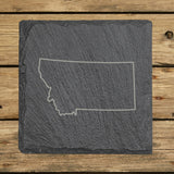 Montana Slate Coaster Set – Engraved Natural Stone (Set of 4)