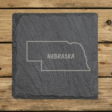 Nebraska Slate Coaster Set – Engraved Natural Stone (Set of 4)