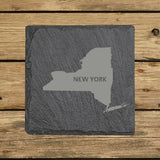 New York Slate Coaster Set – Engraved Natural Stone (Set of 4)