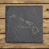 Hawaii Slate Coaster Set – Engraved Natural Stone (Set of 4)
