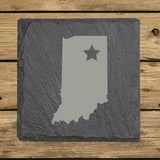 Indiana Slate Coaster Set – Engraved Natural Stone (Set of 4)