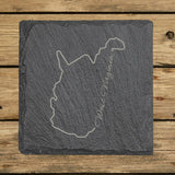 West Virginia Slate Coaster Set – Engraved Natural Stone (Set of 4)