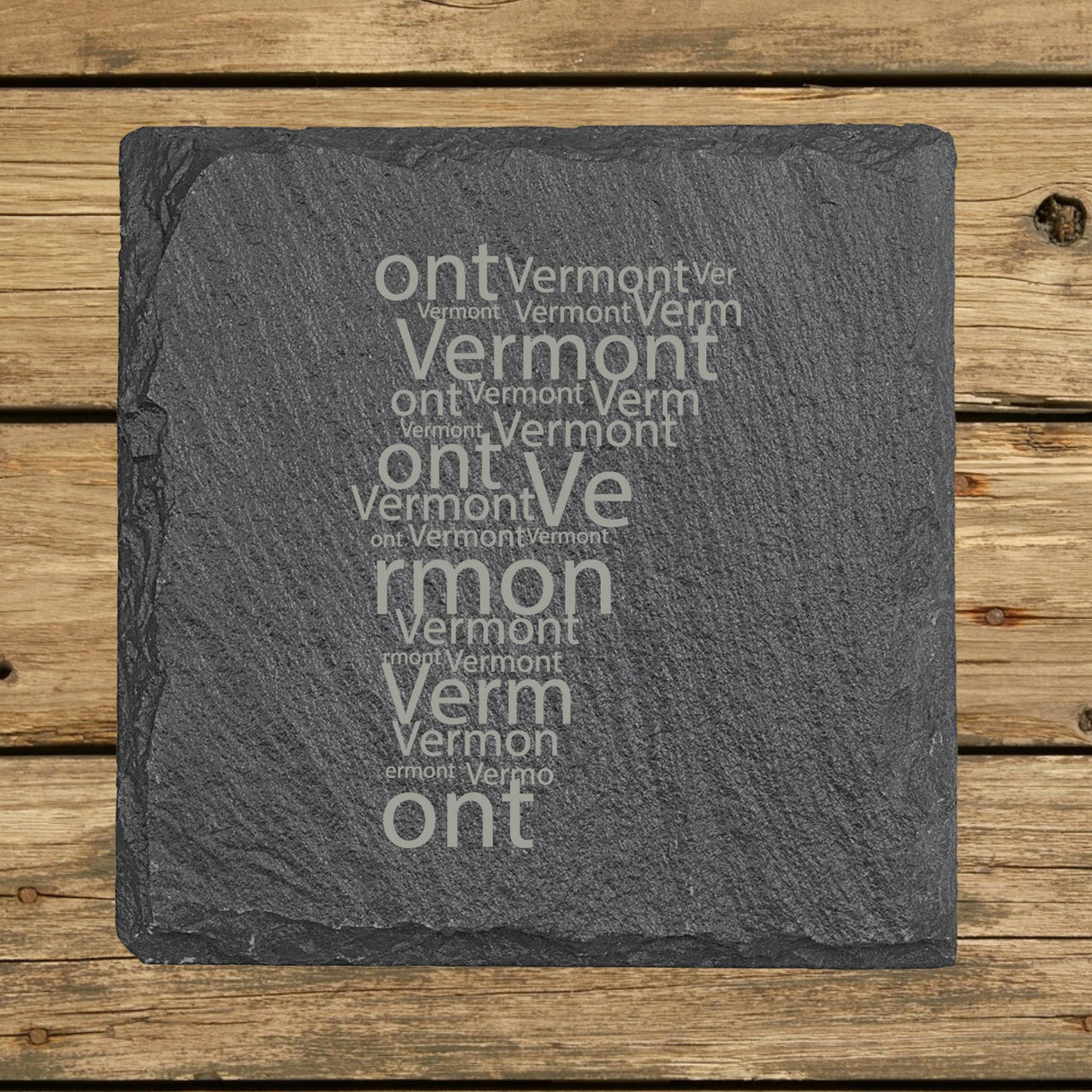 Vermont Slate Coaster Set – Engraved Natural Stone (Set of 4)
