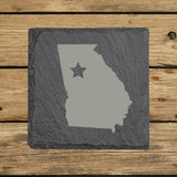 Georgia Slate Coaster Set – Engraved Natural Stone (Set of 4)