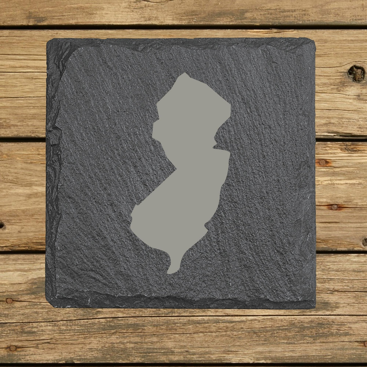 New Jersey Slate Coaster Set – Engraved Natural Stone (Set of 4)