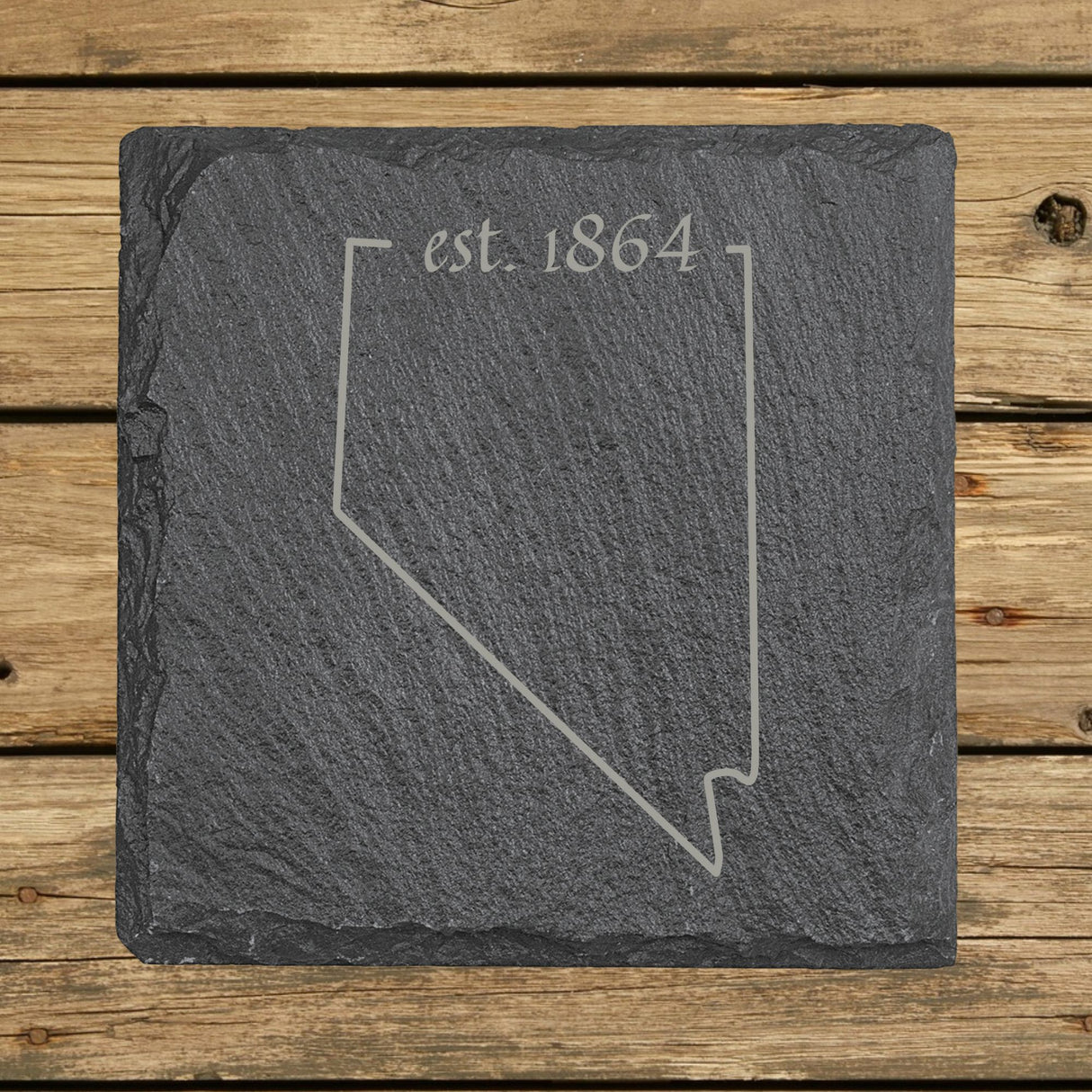 Nevada Slate Coaster Set – Engraved Natural Stone (Set of 4)