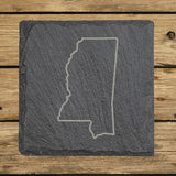 Mississippi Slate Coaster Set – Engraved Natural Stone (Set of 4)