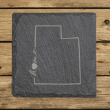 Utah Slate Coaster Set – Engraved Natural Stone (Set of 4)