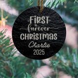 First Furever Christmas Personalized Pet Name Slate Ornament