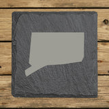 Connecticut Slate Coaster Set – Engraved Natural Stone (Set of 4)