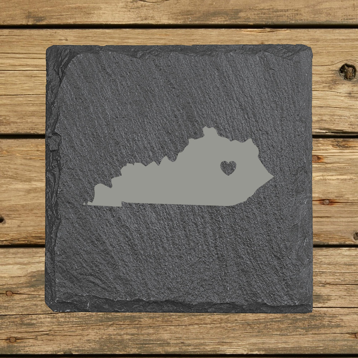 Kentucky Slate Coaster Set – Engraved Natural Stone (Set of 4)