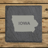 Iowa Slate Coaster Set – Engraved Natural Stone (Set of 4)