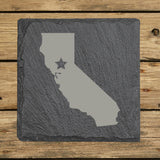 California Slate Coaster Set – Engraved Natural Stone (Set of 4)