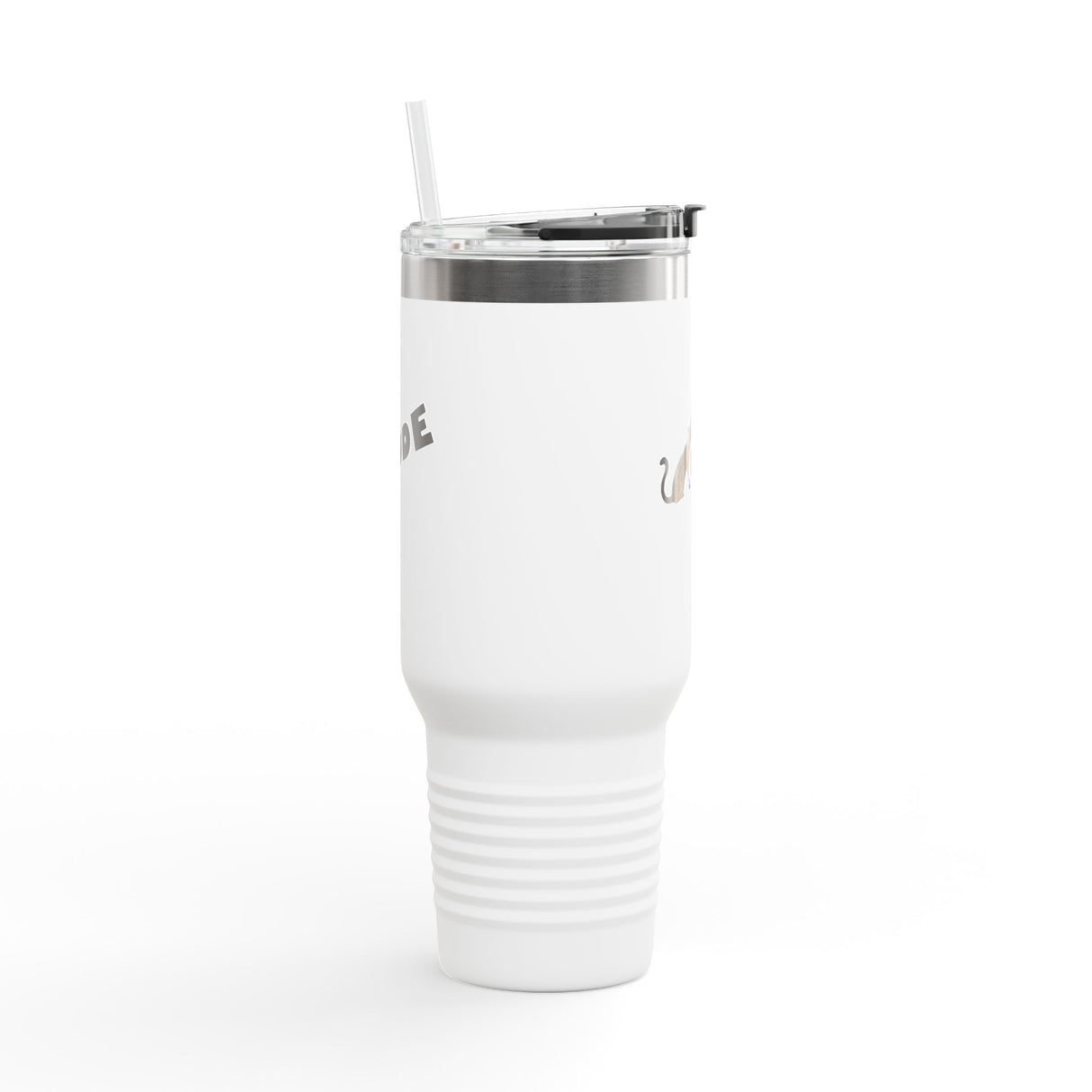 40oz Insulated Travel Mug — Flounder Pressing 'RUDE' Button (Hand-Drawn)