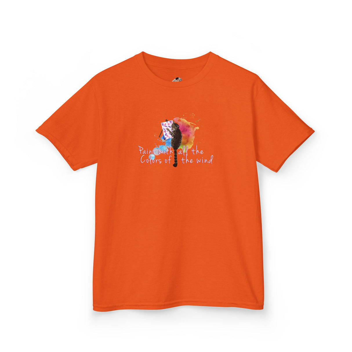 Kids Tee — “Paint With All The Colors Of The Wind” Flounder the Purrcasso Kids T-Shirt
